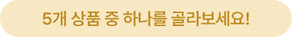 5개 상품 중 하나를 골라보세요!