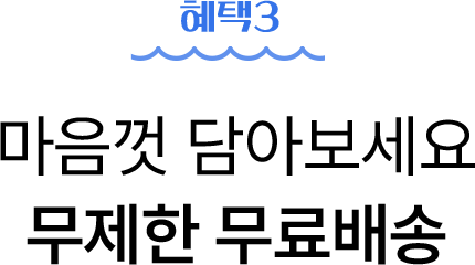혜택3 - 마음껏 담아보세요 무제한 무료배송
