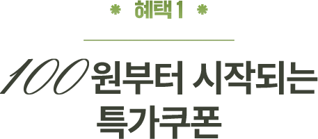혜택1 - 100원부터 시작되는 특가쿠폰